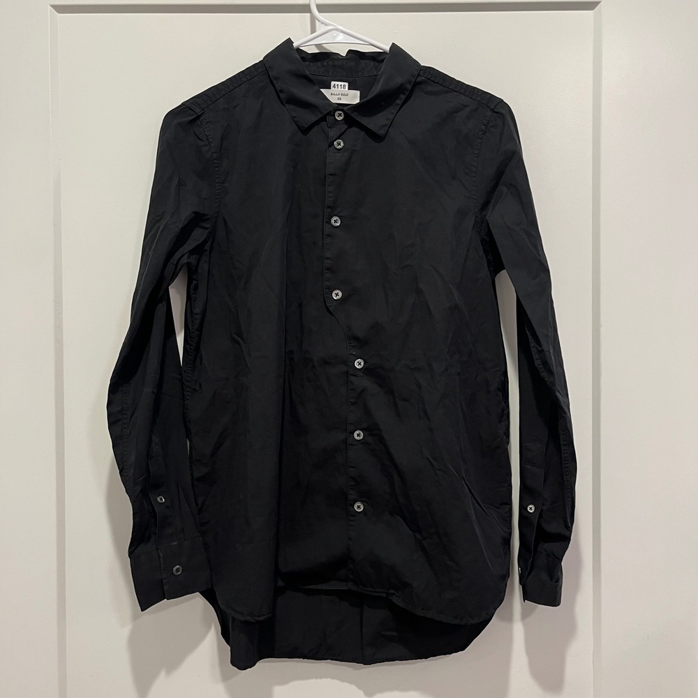 Billy Reid Mens Standard Button Down Shirt Black Long Sleeve XS Portugal